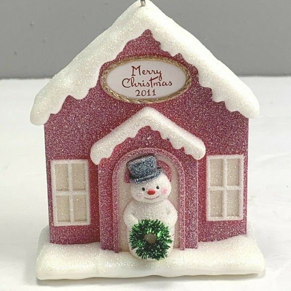 Hallmark Keepsake Ornament Welcome Christmas 2011 Exclusive VIP Repaint Pink - Picture 2 of 6